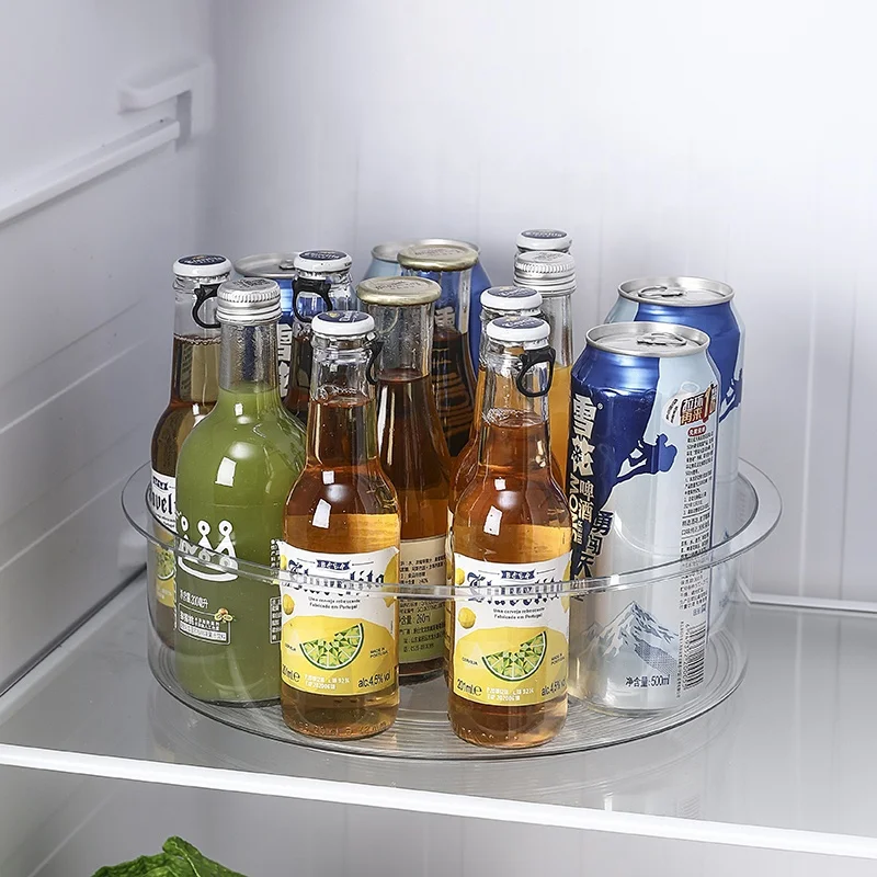 Clear plastic turntable lazy susan for kitchen food containers 3 compartment