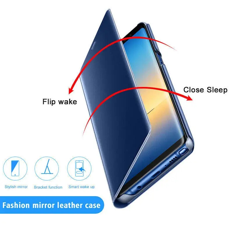 Smart Mirror Flip Phone Case For Samsung Galaxy S22 Plus Luxury Clear View Leather Stand Back Cover For S23 Ultra Coque Fundas