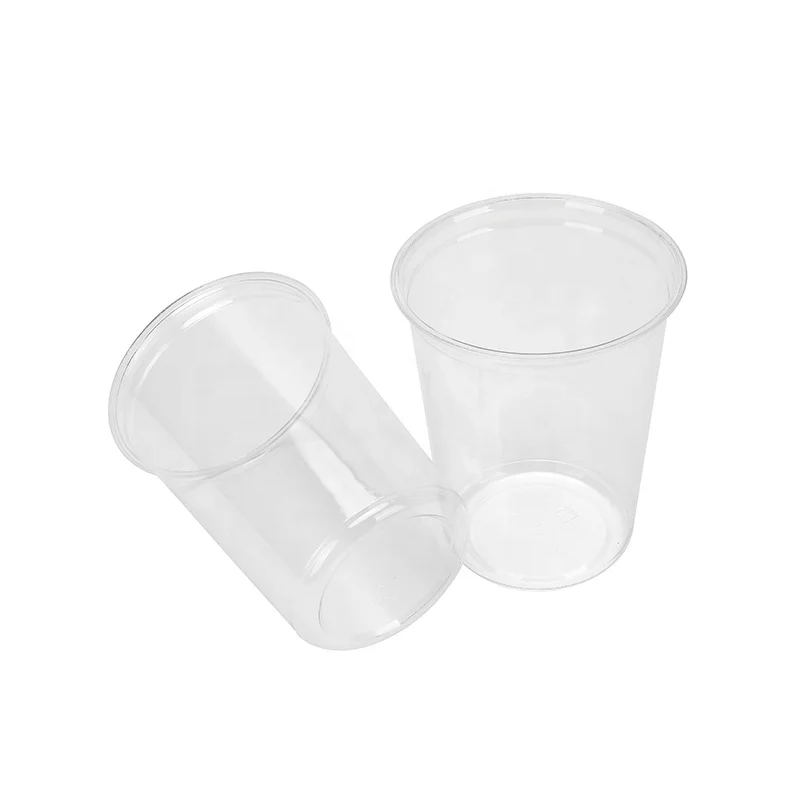 China Manufacture PET PLA Biodegradable Polylactic Acid Clear Disposable Plastic Cups With Lid