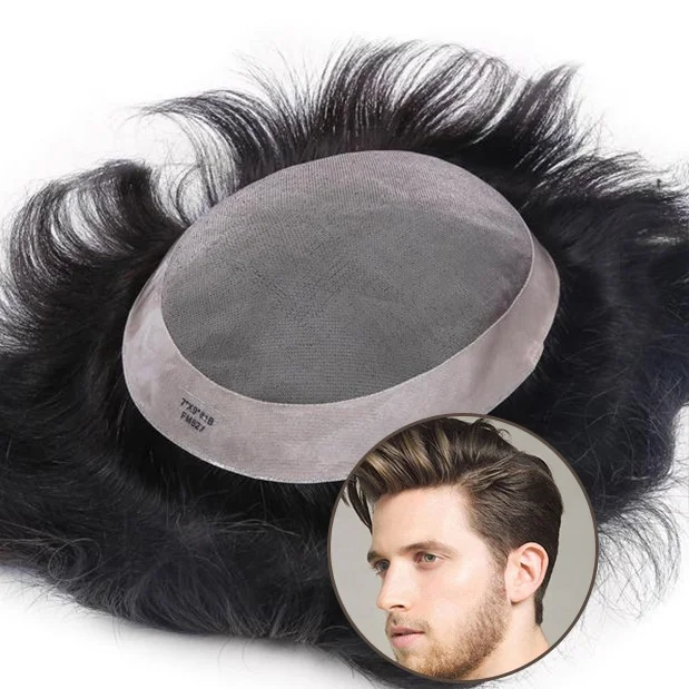 
Mono NPU Hair Replacement 100% India Remy Hair Double Lace In Front Toupee Human Hair System For Men 