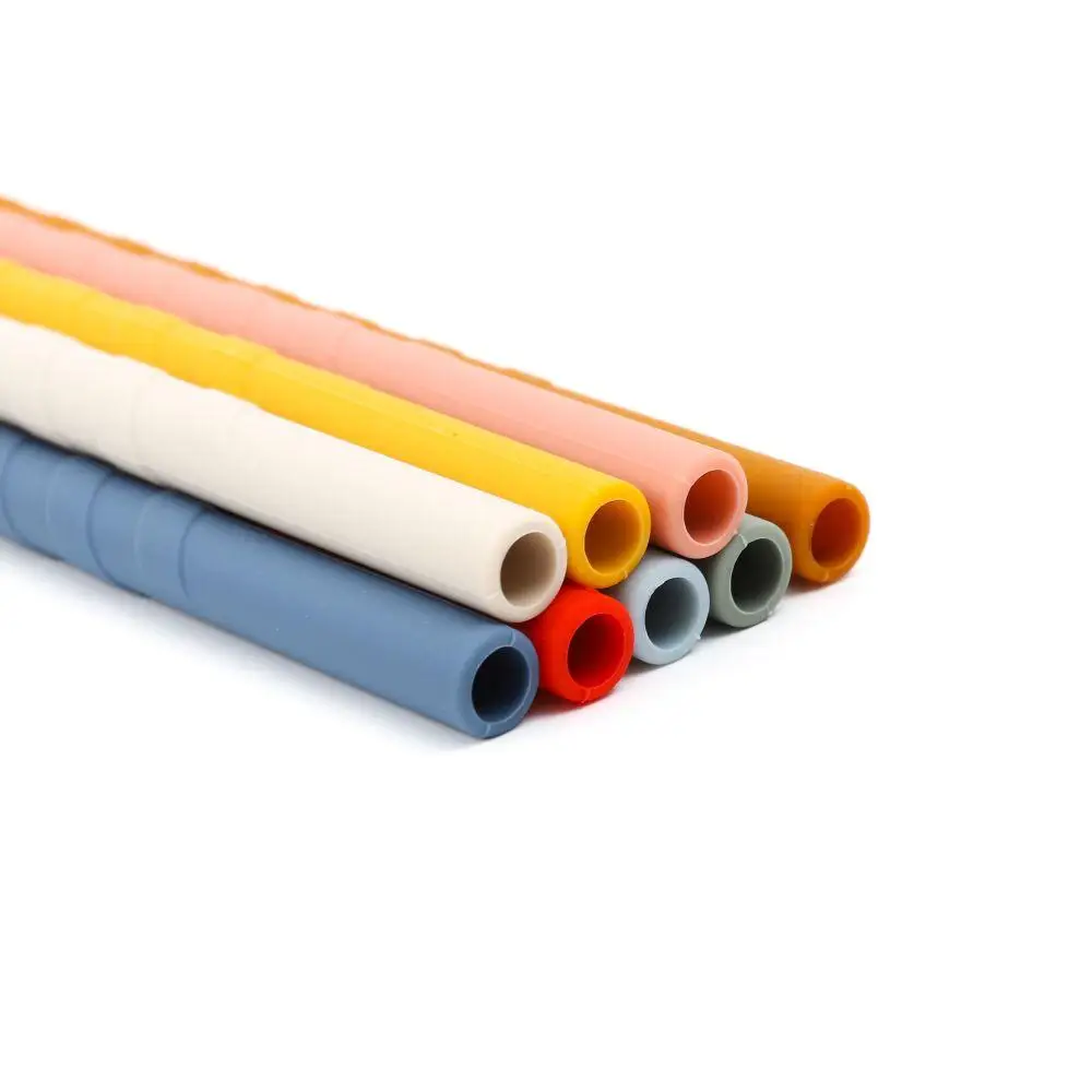 2024 BPA Free Easy Cleaning No-Spill Silicone Straw For Baby Multi-Color Reusable Drinking Straw   with Screw Thread