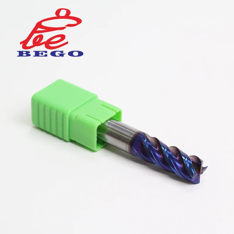 Naco Blue Coated HRC65 Tungsten Carbide End Mill Cutter For High Temperature Titanium Alloy