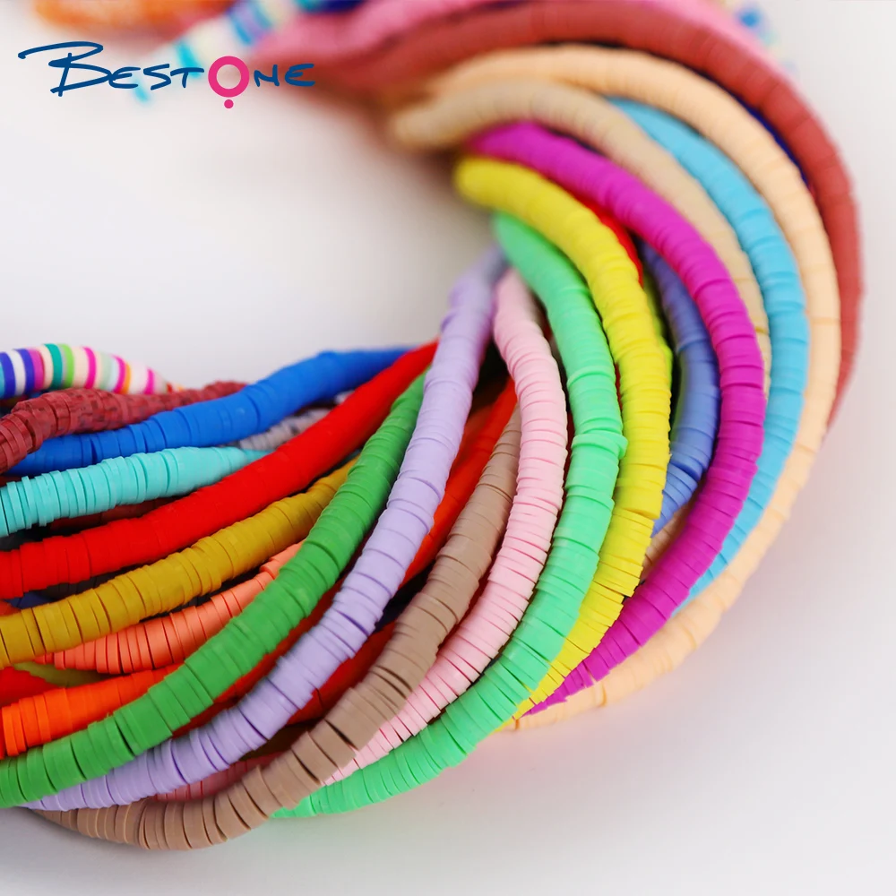  Wholesale Rainbow Mix Polymer Clay Bracelet Beads Boho Heishi Disc for Jewelry Making 6mm