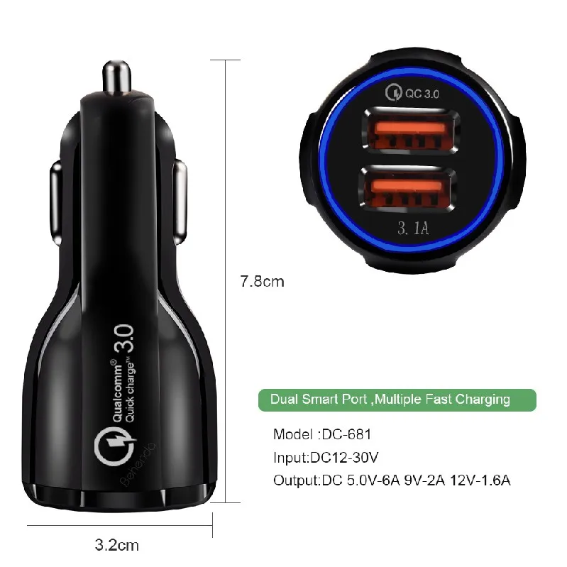 Hot seller Portable Car Charger Adapter Usb C 3.1A Smart Charging 20W PD Type C Phone Car Charger
