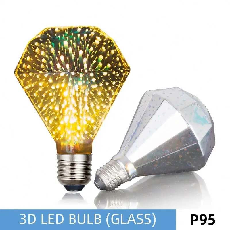 A19 A60 4W LED 3D Colorful Star Fireworks Light Bulb E27 E26 2200k 500 lumens Edison lamp bulb holiday decorations Home Party