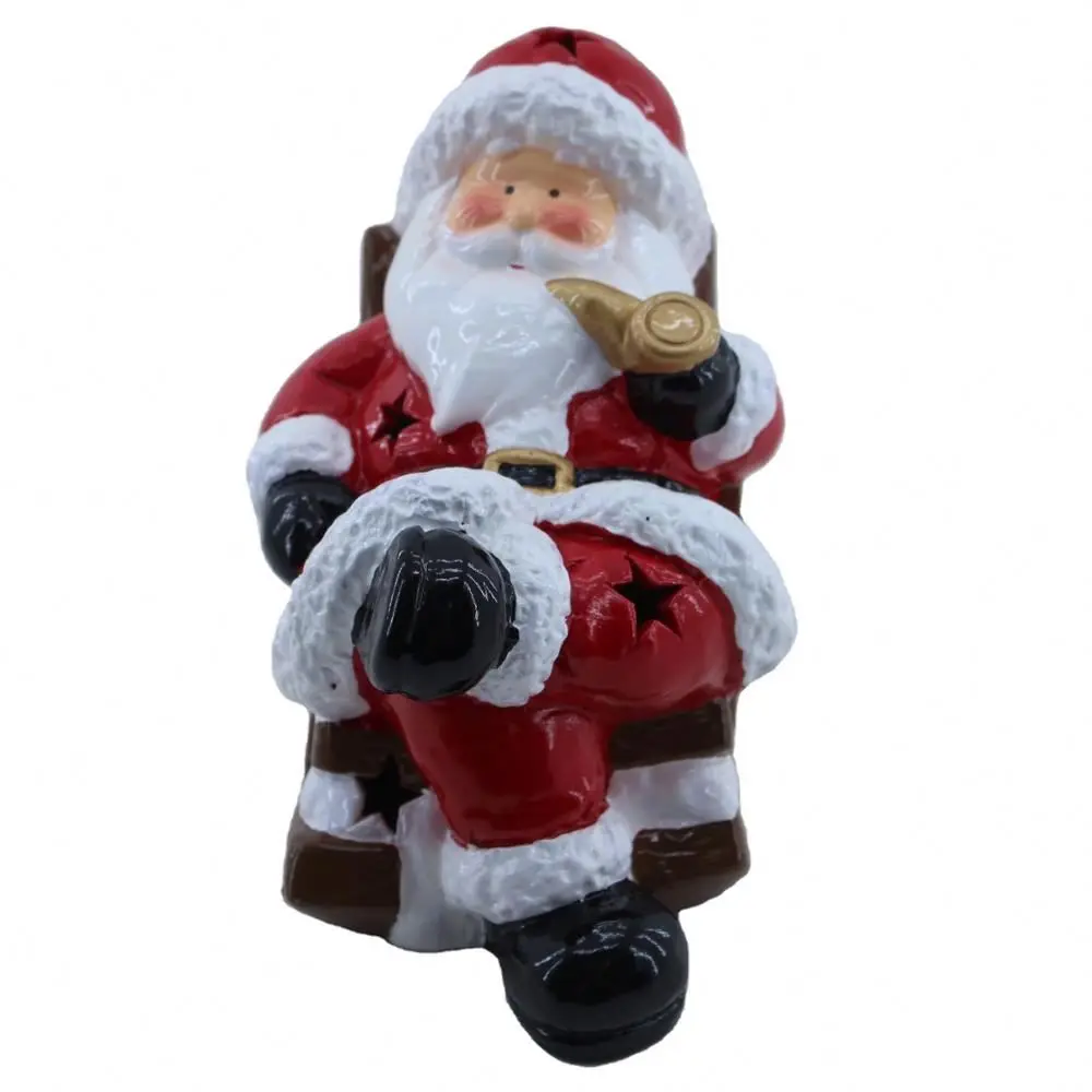 wholesale ceramic christmas santa with color changing LED lights Ceramic christmas decoration