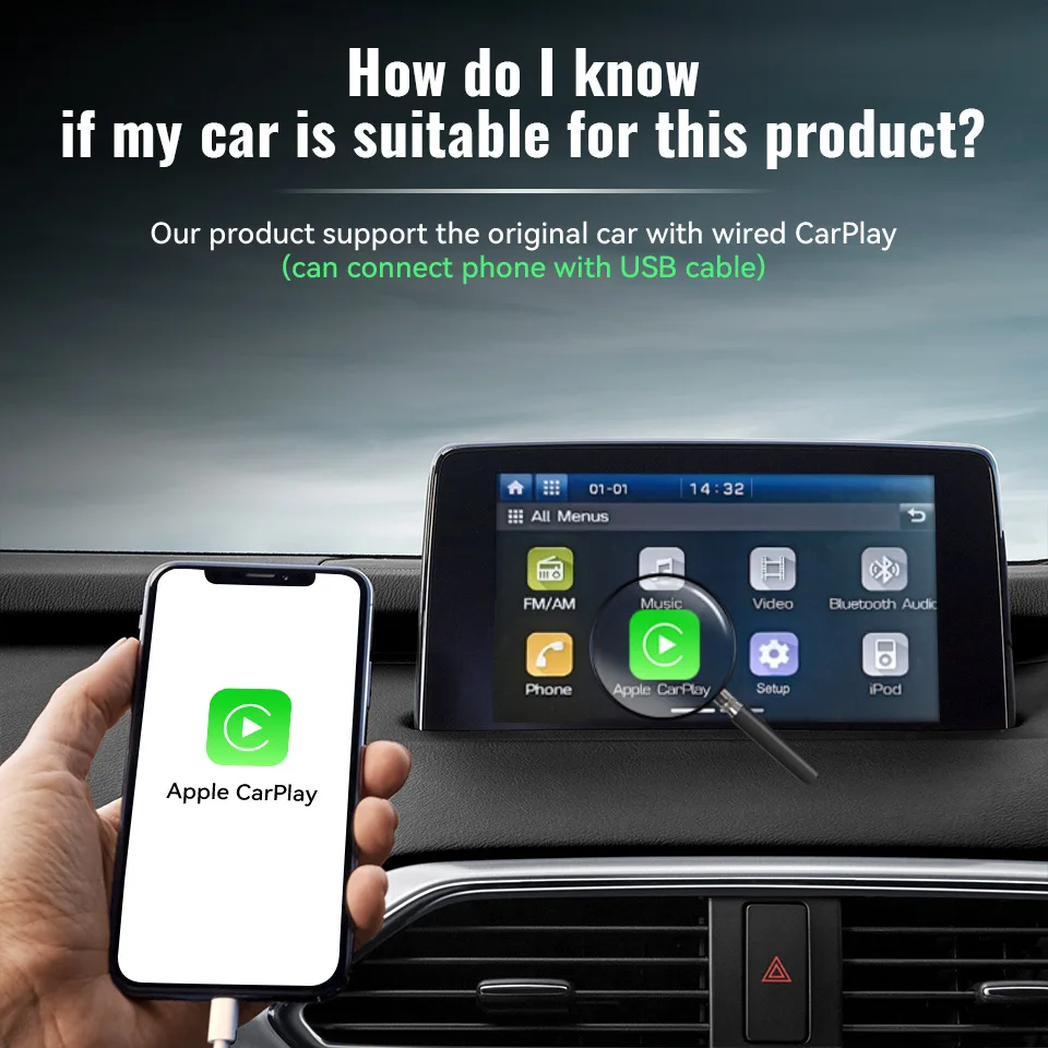 Wireless Carplay Mirror Link Android Auto Netflix YouTube CarPlay Mini Ai Box Dongle Adapter For Original Car With Wired Carplay