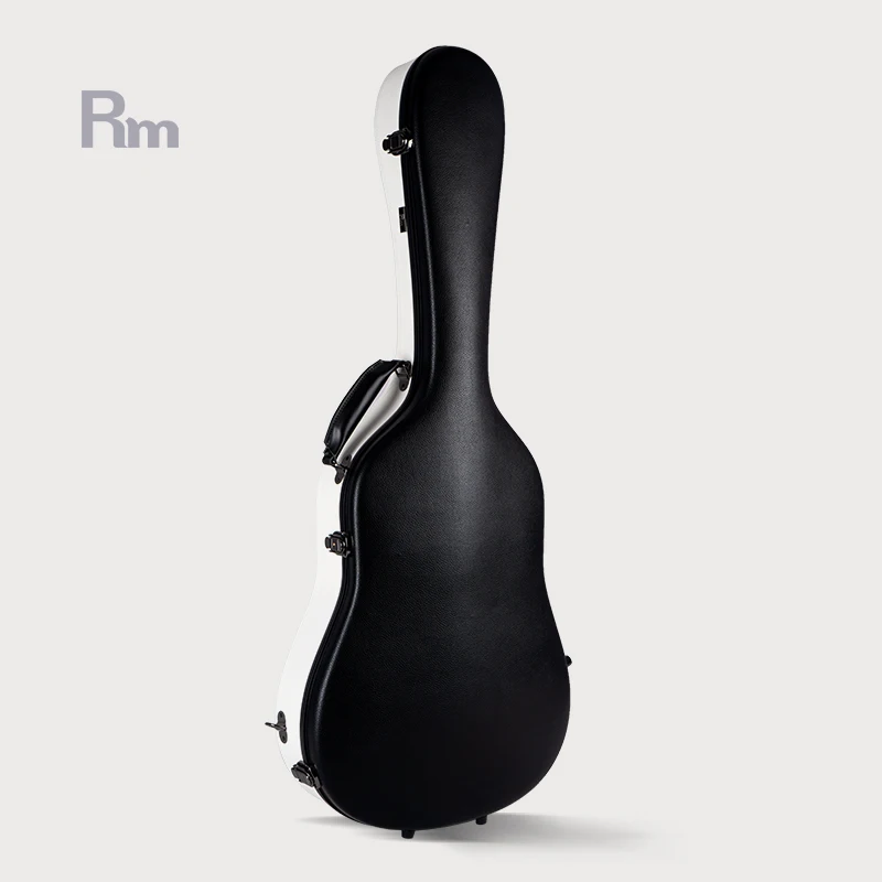 Black White Fiber Glass Guitar Case Waterproof Leather Cover Custom Guitar Hard Case Durable Hard Case For Acoustic Guitar