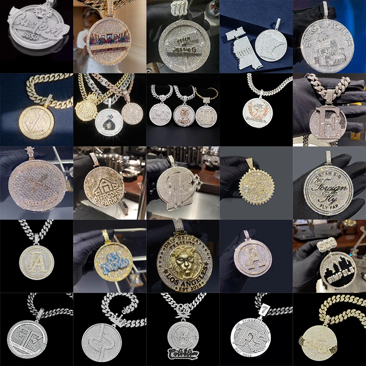 Премиум Роскошная заводская цена большой золотой кулон из муассанита в стиле хип-хоп подвеска серебра под заказ ювелирные изделия