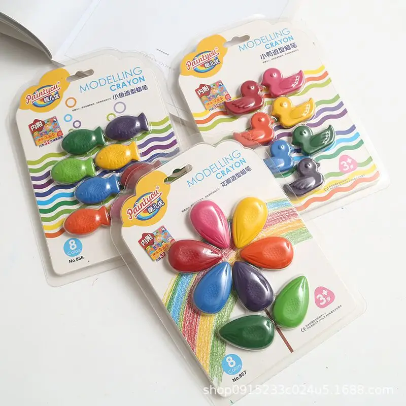 Gift promotion cute 2D animal shaped crayons with blister card