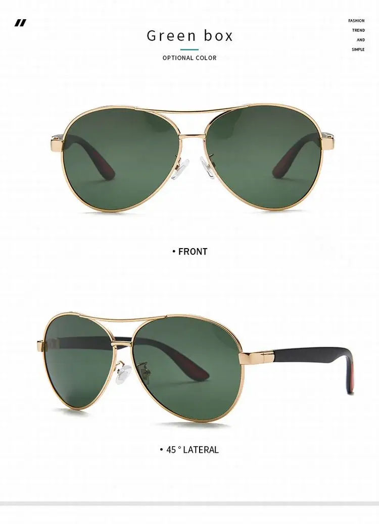 
P3025 brand design classic metal frame pilot drive polarized sunglasses eyewear aviation sunglasses for men night vision glass 