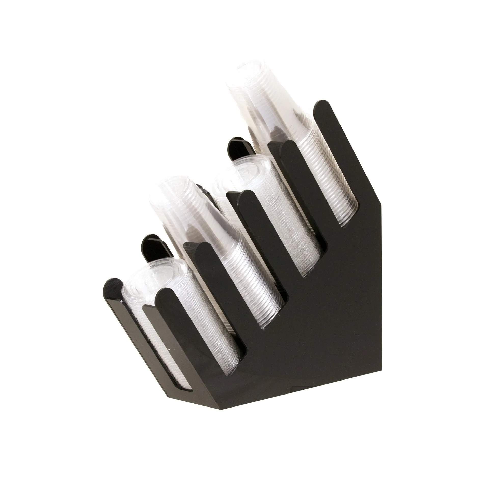 Wholesale 4 Grid Upright Paper Cup & Lid Dispenser Holder Coffee Condiment Organizer Tea Shop Storage Shelf