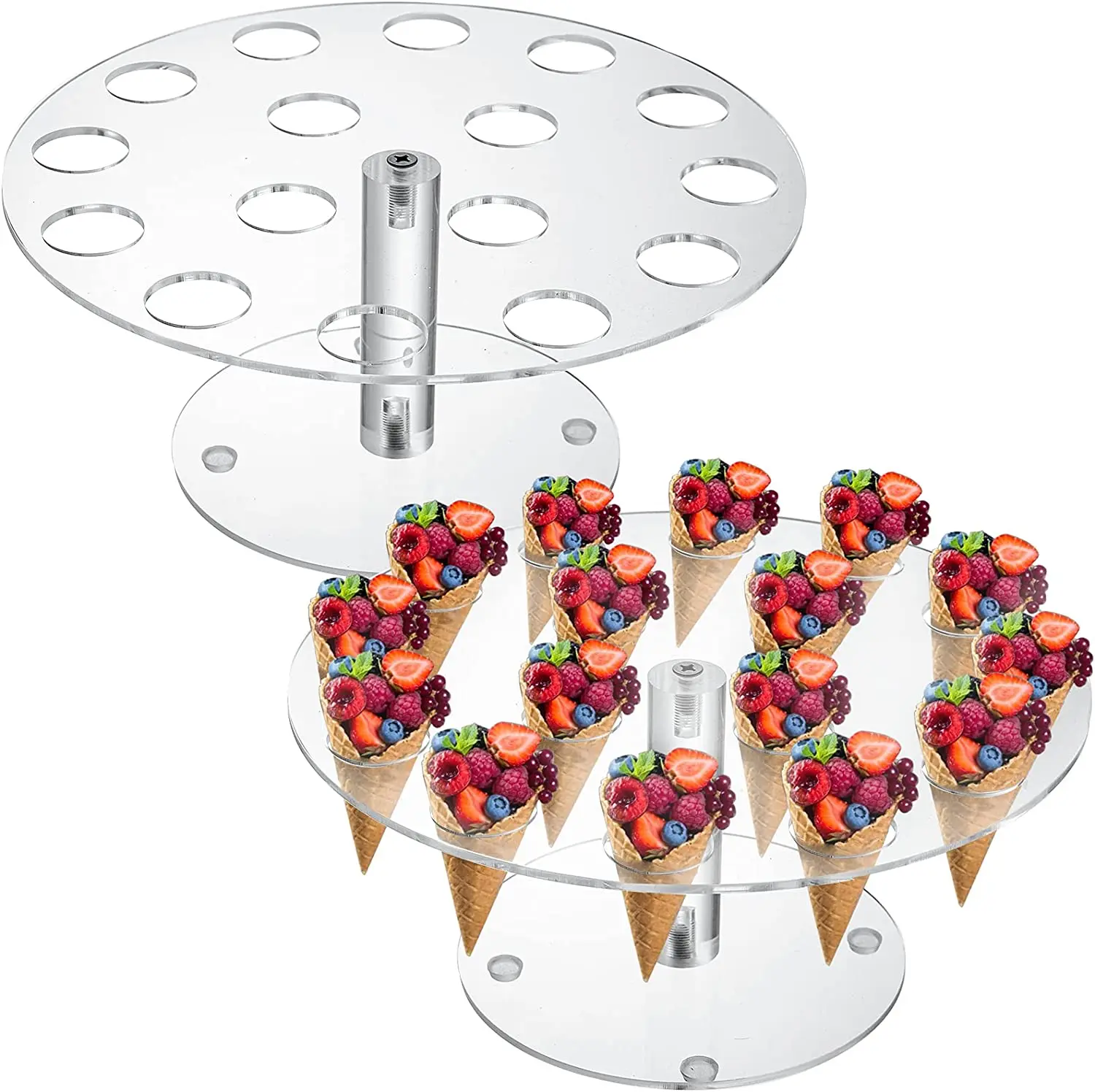 Transparent 16 Hole Acrylic Stand Display Food  Holder, Acrylic Racks Waffle Cone Round Display Holder
