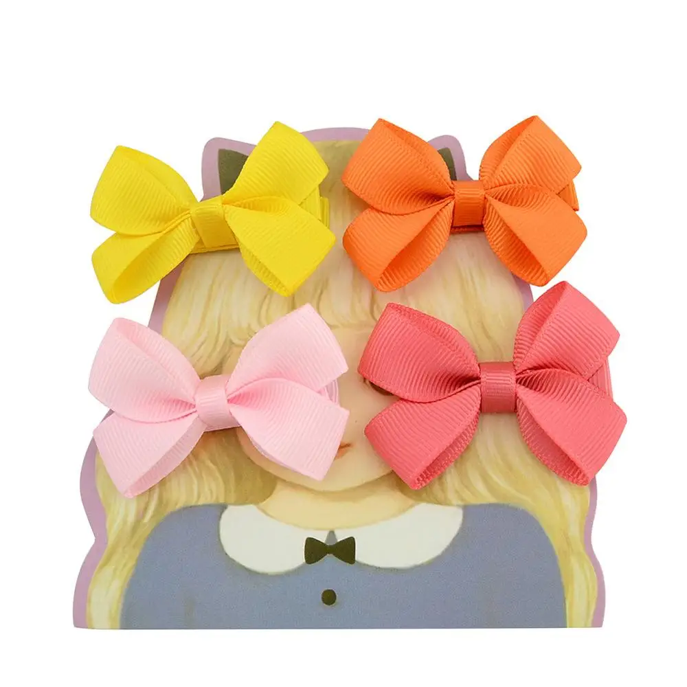 2.4' Soild Ribbon Bow Tie Girls Hairclips Bowknots Wrapped Safe Baby Alligator Clip Children Hairpins Newborn Hair Accessories
