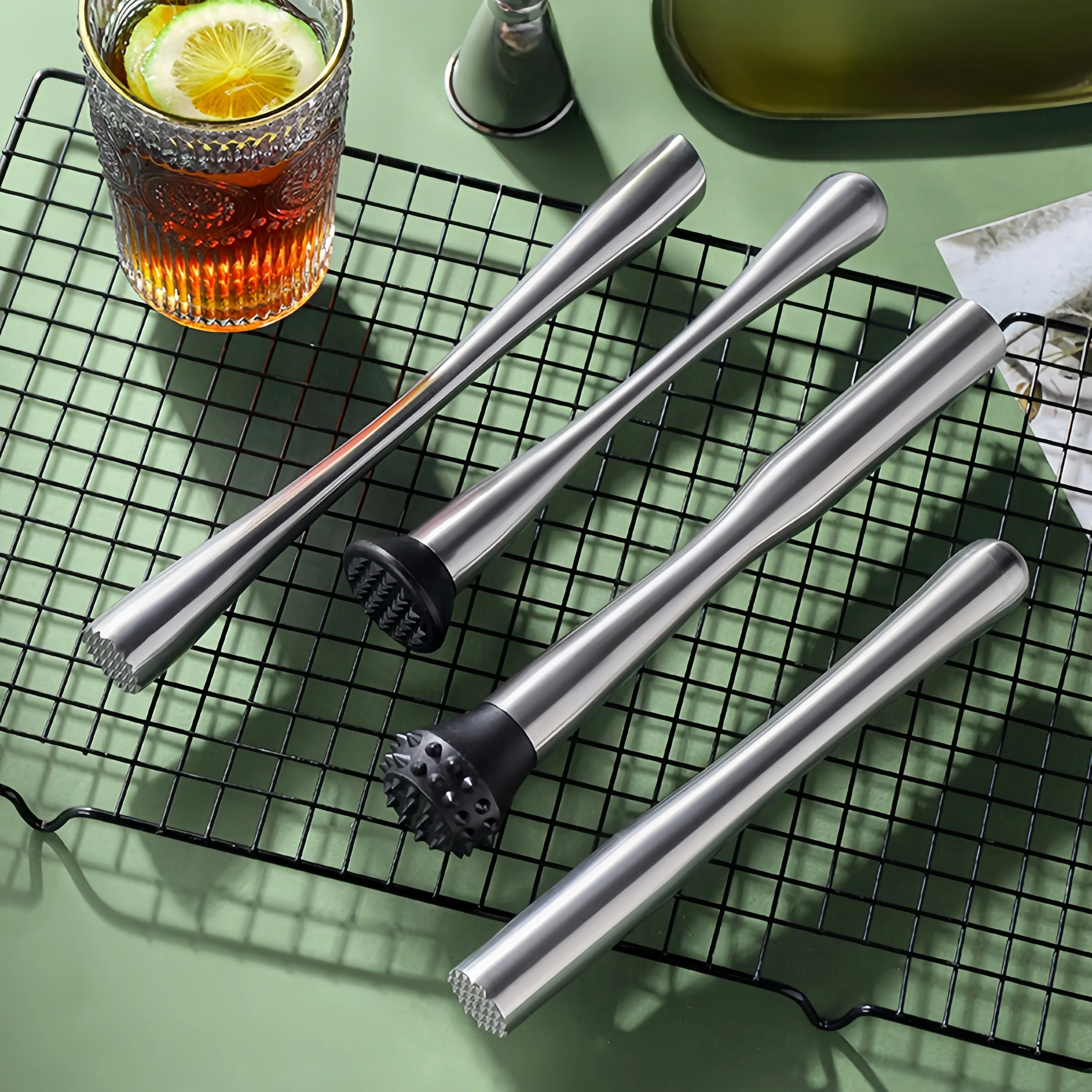 Stainless Steel Fruit and Ice Crusher Bar Tool Bar Muddler Stainless Steel Bartending Tool for Party Fruit Crusher