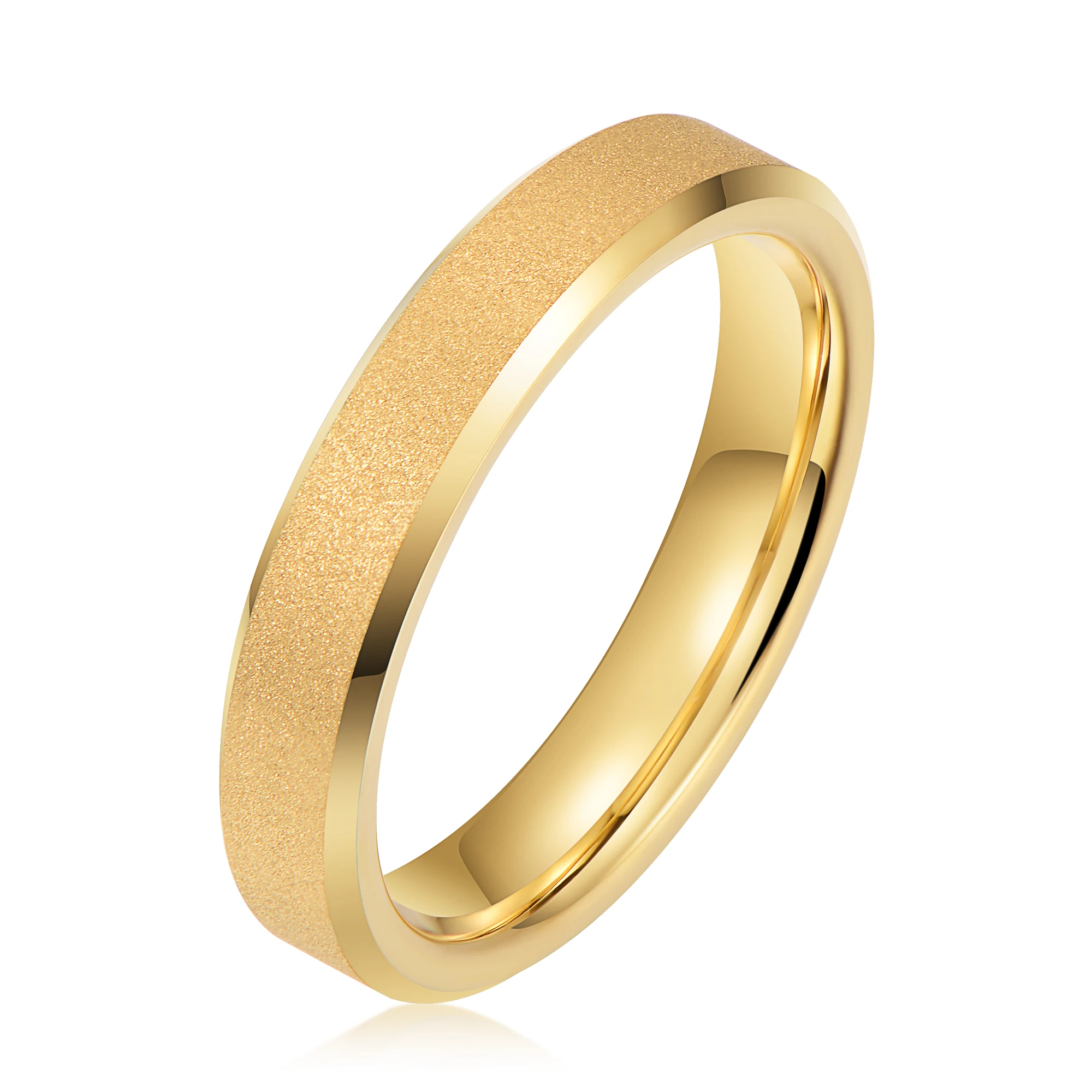 In Stock Fashion Rings 4mm Rose Gold Plated Tungsten Ring Matte Finish Couple Set Wedding