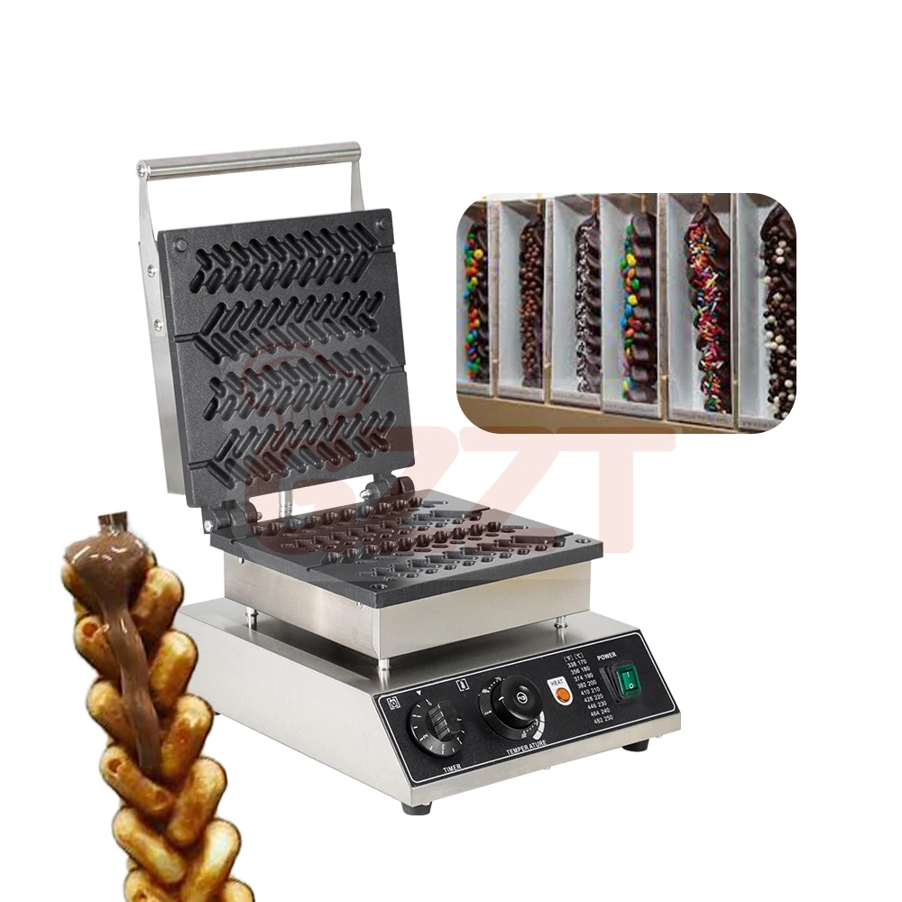Commercial Electric 4 Pcs Lolly Braid Shape Waffle Maker Stainless Steel Wheat Shape Waffle Maker Machine Bubble Cake Oven