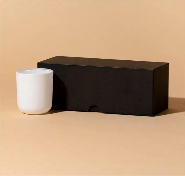 Lid off customizable 3 candle boxes matte black candle cardboard box packaging for candles