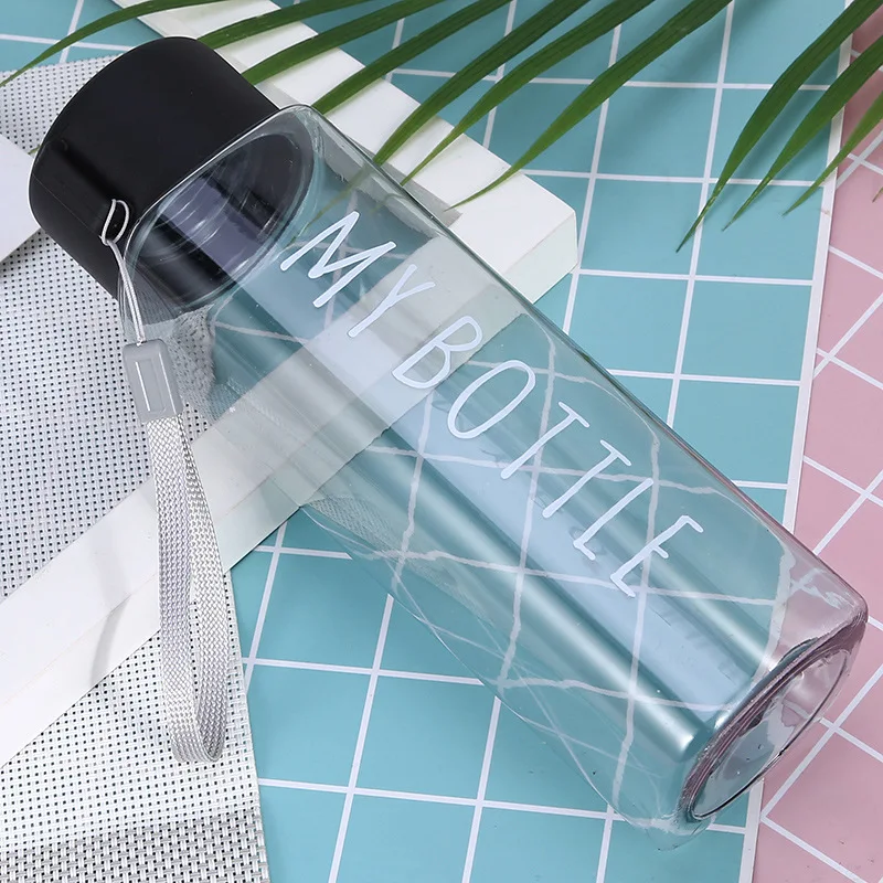 
Hot Products 500ML plastic water bottles Bpa free student drinking water bottle with round lid and rope logo custom 