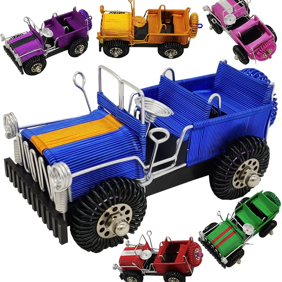 Creative Handmade Aluminium Wire Car Art Crafts for Home Desktop Ornaments Unique Classical Car Decorations