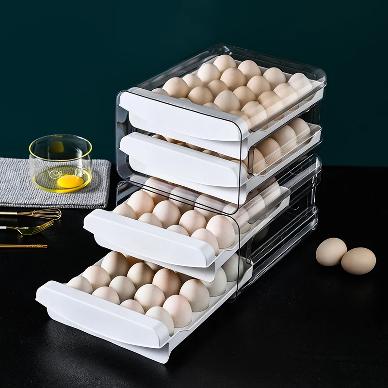 Новый продукт, кухонный ящик, прозрачный двухслойный 40 ячеистый ящик для яиц, коробка для хранения холодильника