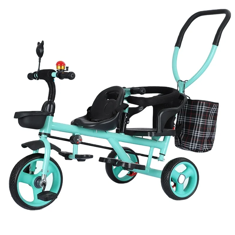 Hot Sale Two Seats Popular Baby Twin Stroller With One-Hand Fold Large Canopy Reclining Backrest For 3-Year-Olds Aluminium Frame