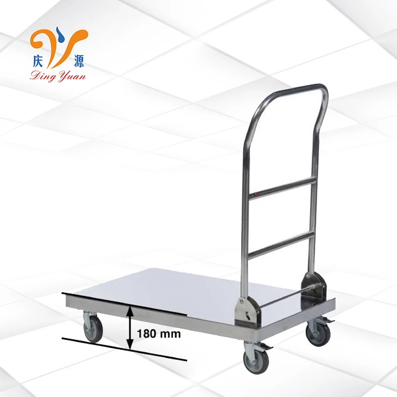 Guangdong factory 100KG hand truck folding metal steel kitchen pull platform trolley