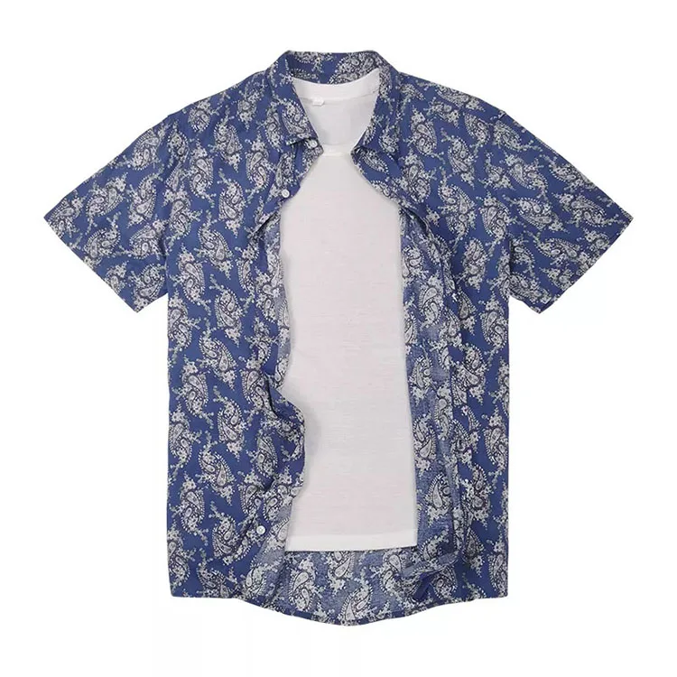 Summer Casual Custom Cotton Button Up Short Sleeve Hawaiian Shirt