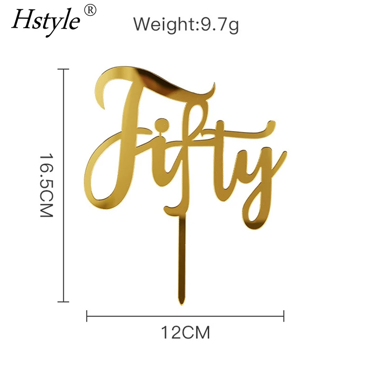 Gold Number Happy Birthday Cake Topper Acrylic Ten Forty Fifty Sixty Seventy Cupcake Topper Birthday Party Cake Decor PQA421