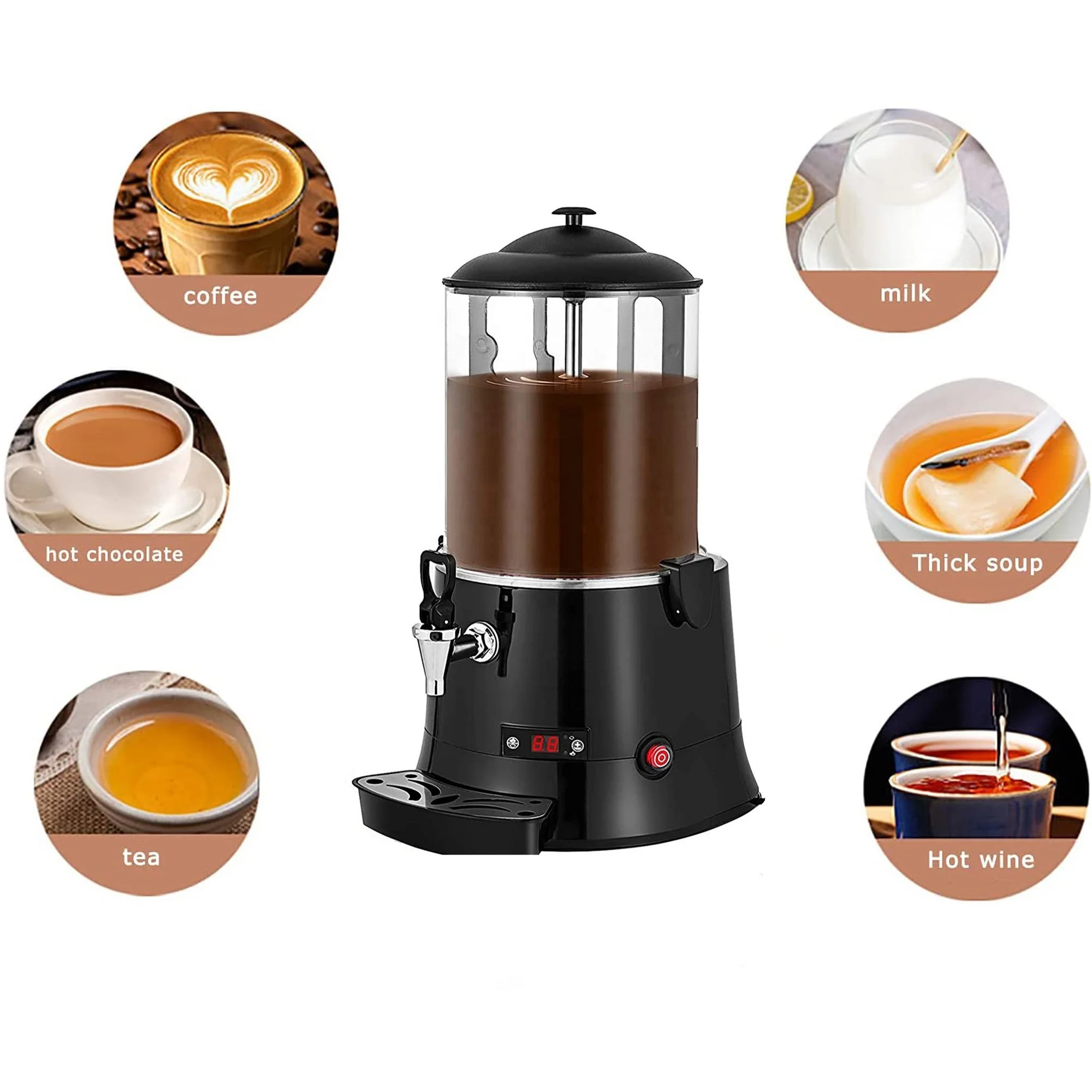 Commercial 10L automatic hot chocolate maker drink dispenser for tea milk