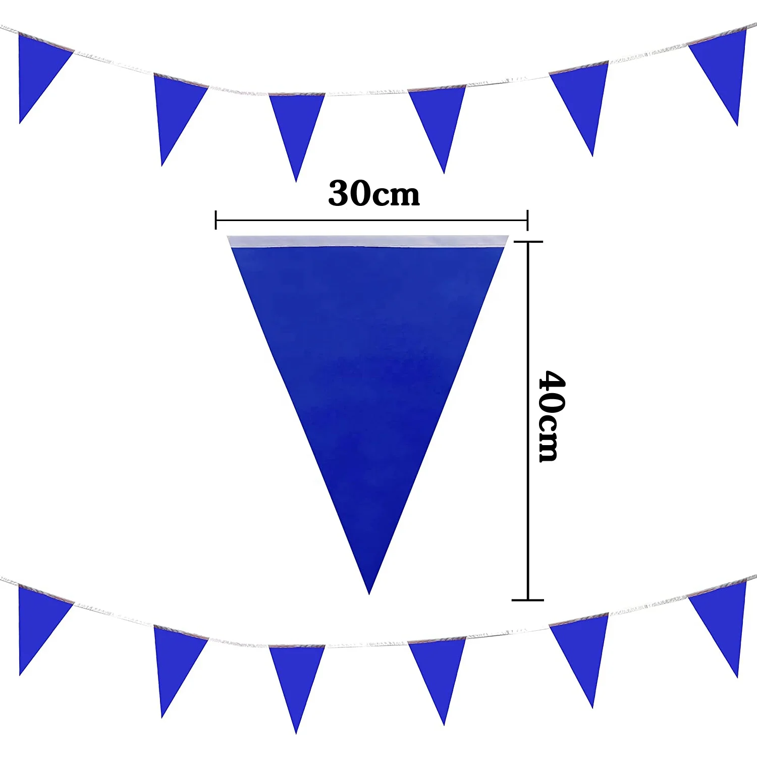 HAWIN 100 Feet Blue PE Pennant Banners,Party Decorations for Grand Opening,Kids Birthday,Carnival flags