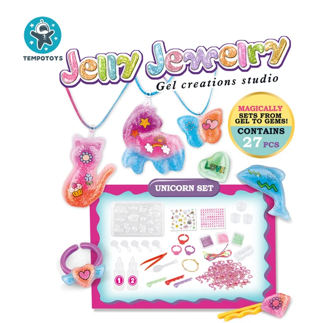 Tempo Toys Juguetes Pretend Play DIY Crystal Gel Magic Ornament Unicorn Stem Kids New Kid Toys For Girls Jewelry Sets