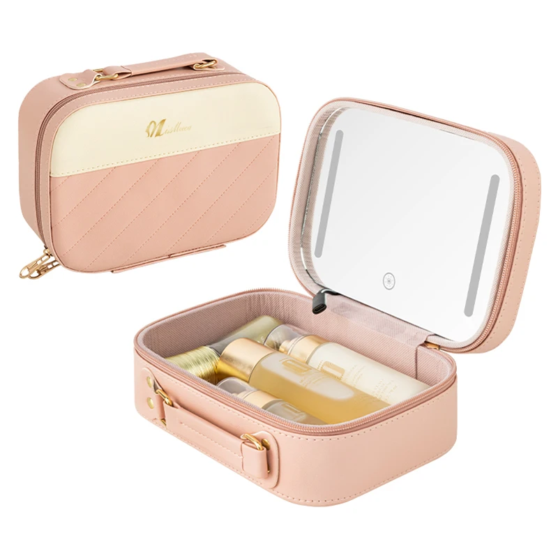 Espejo Decorativo Espejo Con Luz Cosmetic Case With Mirrors Sets Professional Compact Lighted Makeup Bag Mirror