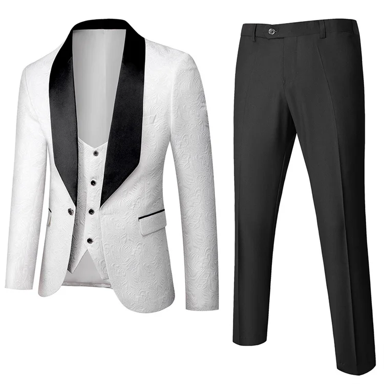 Italian Design Smoking Tuxedo Jacket 3 Piece Groom Suits For Mens Wedding Suits