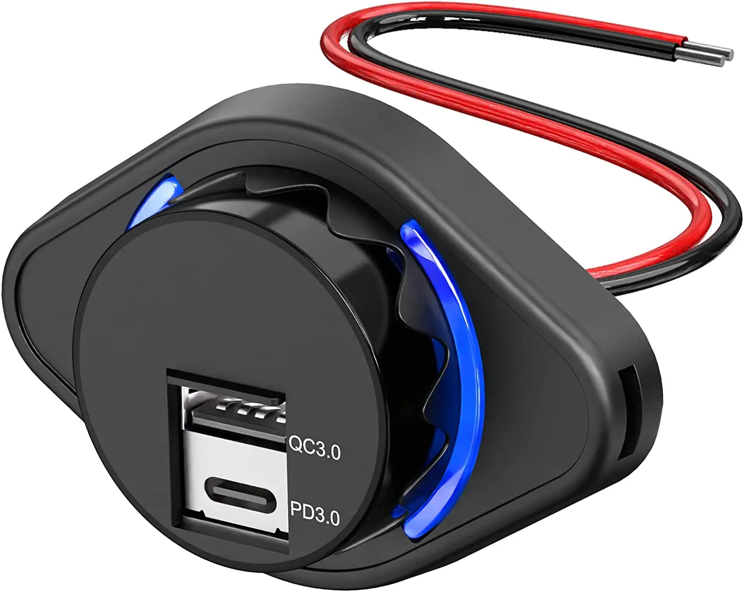 12V/24V QC3.0+PD  Dual USB Port Charger Power Adapter Waterproof LED Twin Socket Outlet Auto Accessories