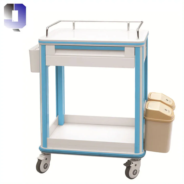 JQ-601A Cheap price ABS material  Medical Treatment trolley with drawer and wheels