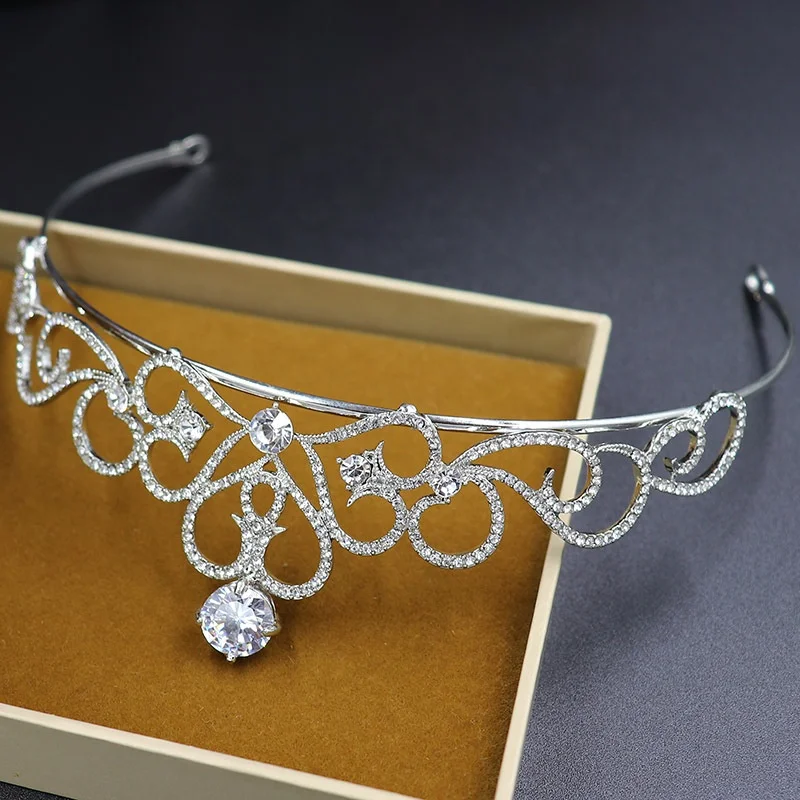 
Korean bride tiara crown love heart rhinestone princess zircon small crown wedding photo studio wedding accessories batch 