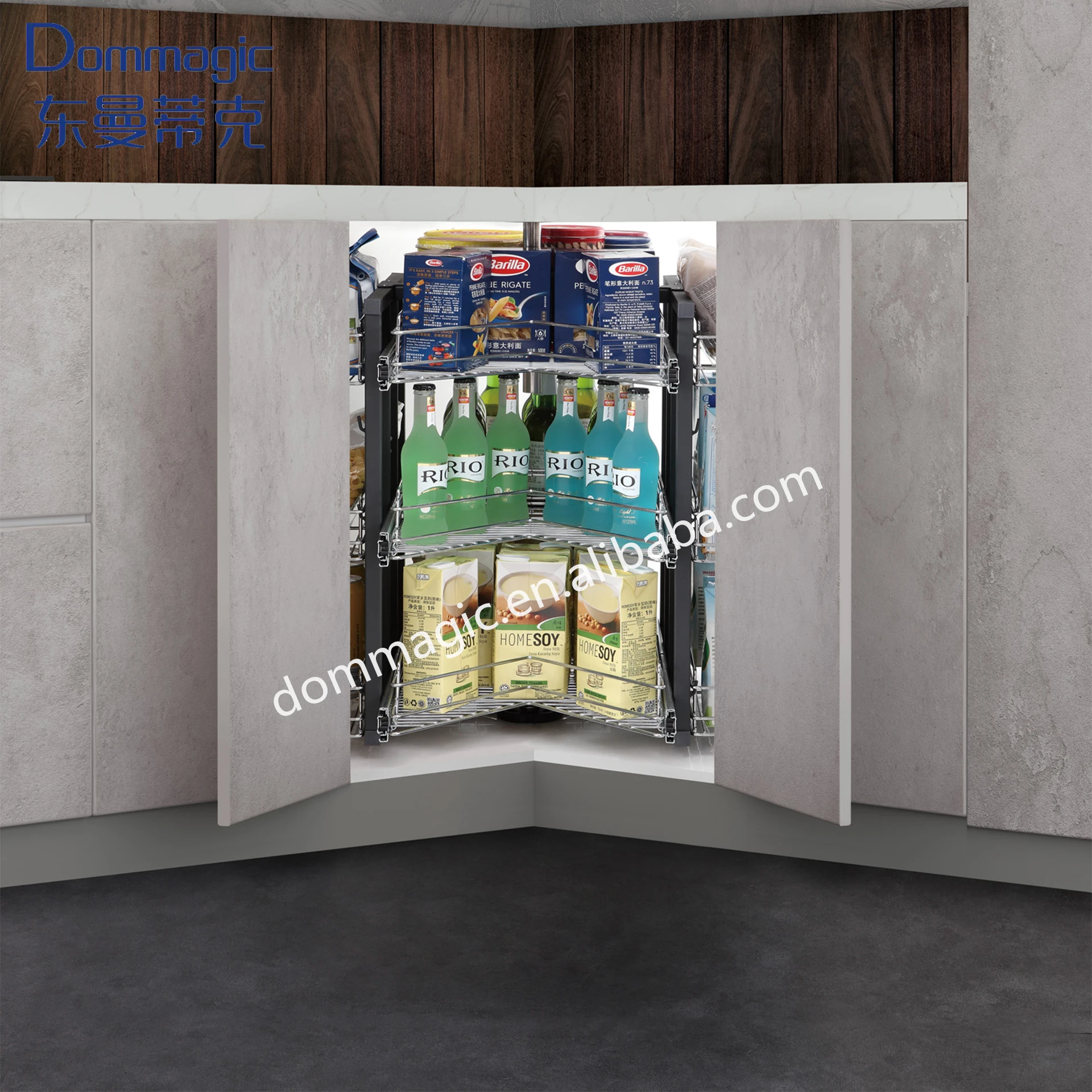 Kitchen storage corner cabinet 270 Degree Revolving Magic Corner wire basket