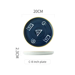 High quality hand painted plate 8 inch ceramic plate restaurant plates dish