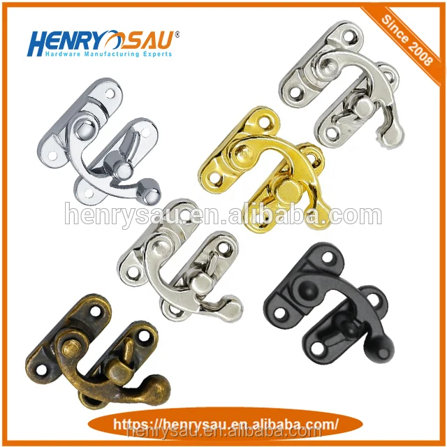 Best Selling Hollow Swing Oxhorn Wooden Box Hasp Lock Catch Latches Gold Zinc Alloy Swing Jewelry Box Hasp Lock