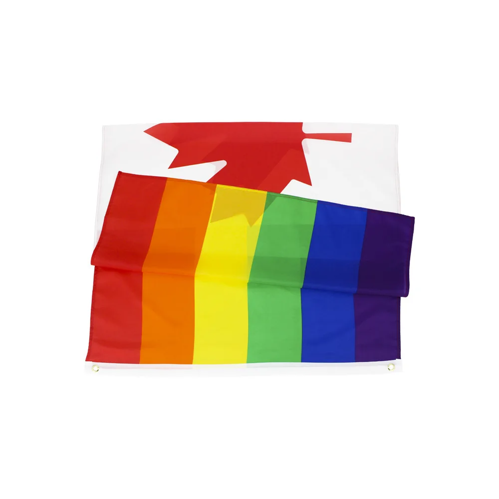 3x5ft Customized Design Canada Pride Flag Thermal Transfer Print Rainbow Flag