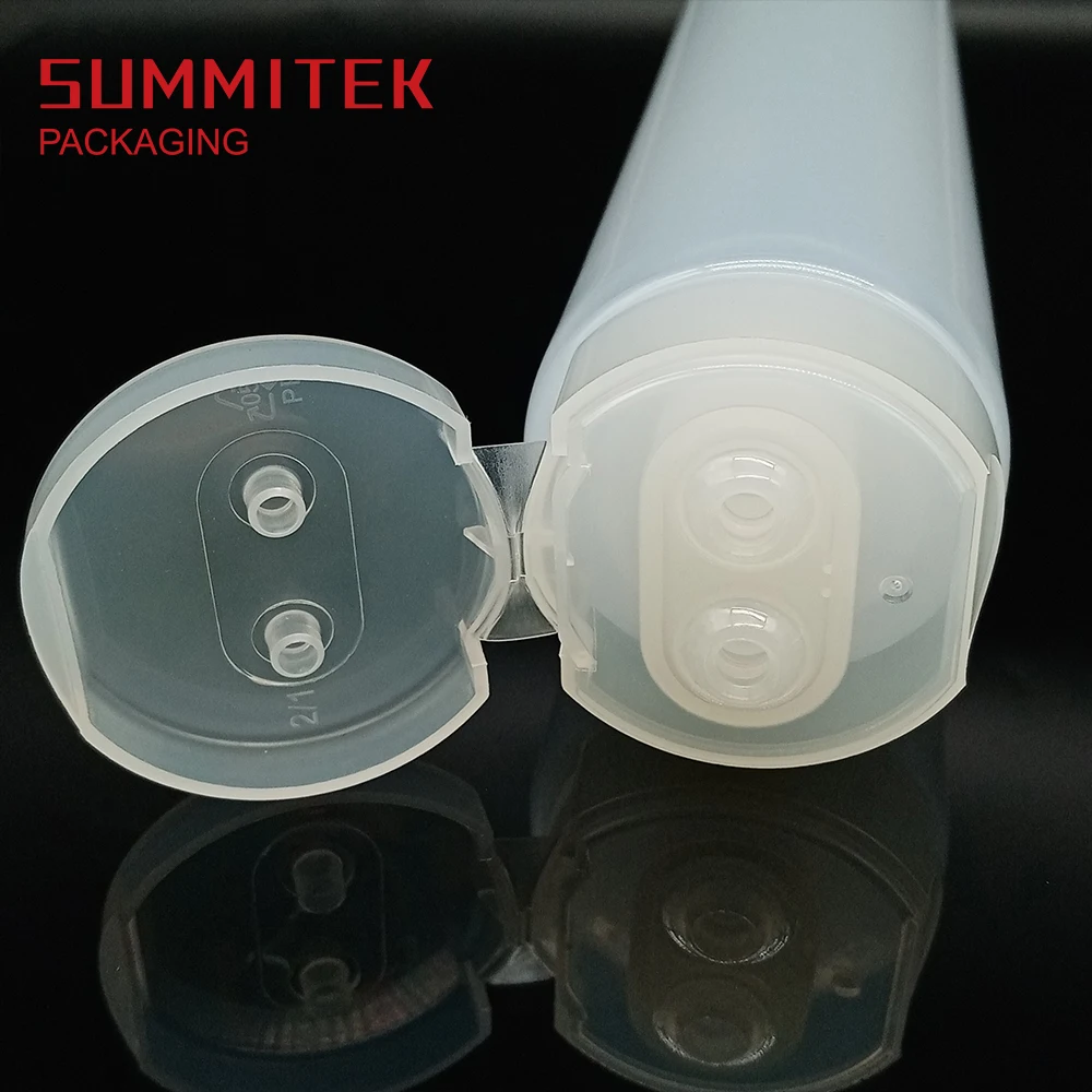 100ml+100ml Two Creams Cosmetic Plastic Dual Chamber Double Tube Packaging 2 in1 Dual Chamber Tube
