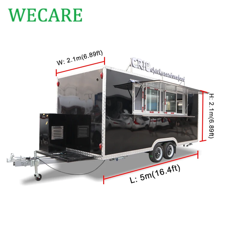 WECARE carritos de comida fast food track mobile bbq smoker concession food trailer Food Truck Van with Full Kitchen Equipment