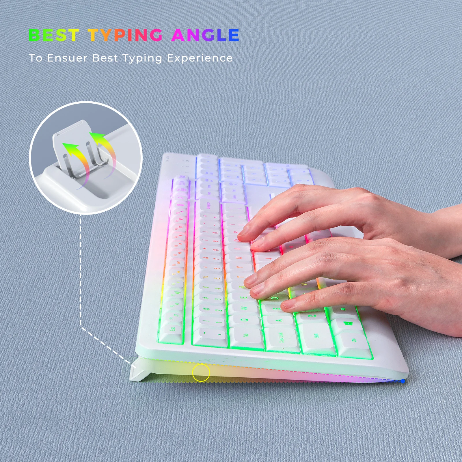 Sennda DHXKB02TZ Combos Tablet Pc Kit Led Ultra-slim Computer BT Cool Combo White 2.4g Wireless Keyboard Mouse