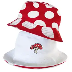 Unisex Print Double-Side-Wear Reversible Outdoor Hot Fun Summer Beach mushroom bucket hat