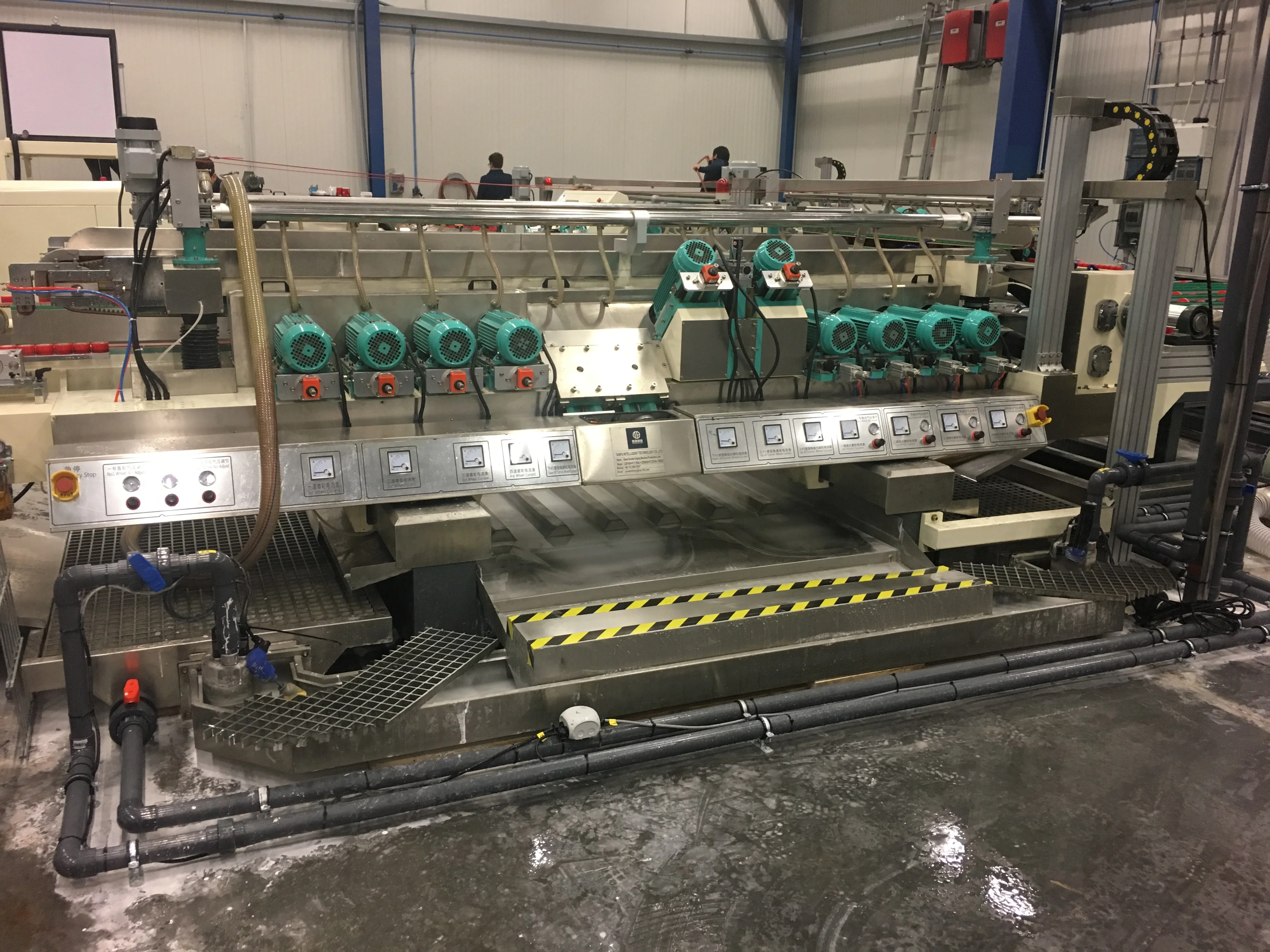 Long life glass bilateral edger glass grinding machine processing line straight combination glass edging machine