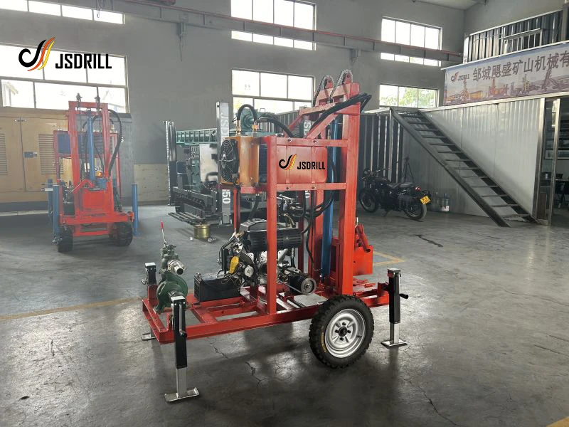 Factory direct sales model beautiful and easy to transport wheel hydraulic water well drilling rig JSL-150
