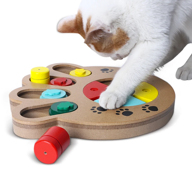 
Educational Feeding Game Paw Puzzl Plate Juguetes Para Perros Natural Food Treated Wooden Paw Shape Pet Dog Cat IQ Training Toys 