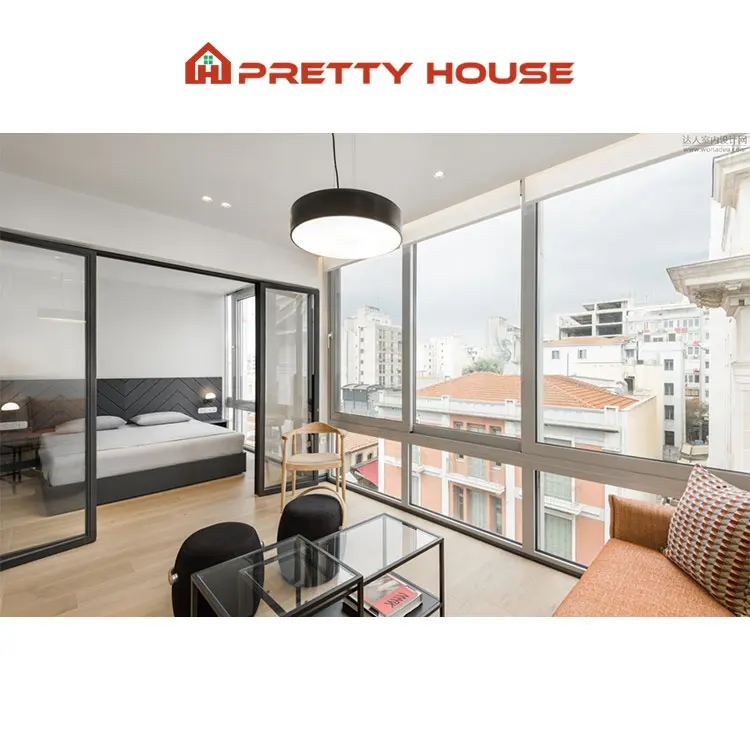 High Security Anti theft Three Panel House Sliding Window Design Residential Hotel Aluminum Double Glazed Window