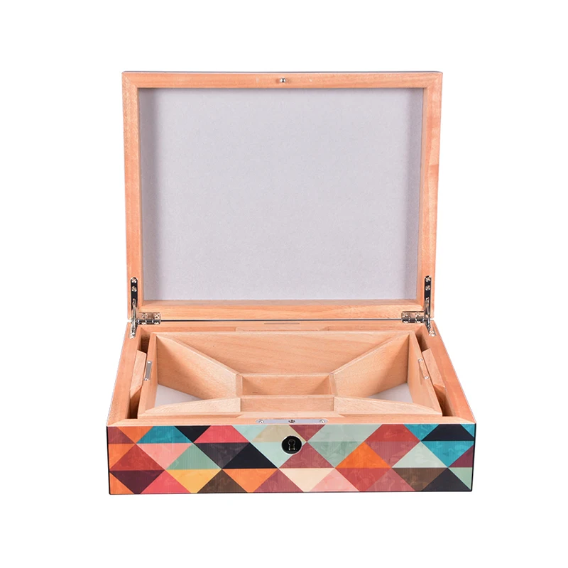 Delicate  Rhombus Shape Pattern Wooden Gift Box For Tea Packing